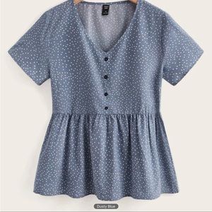 SHEIN 4X dusty blue peplum top